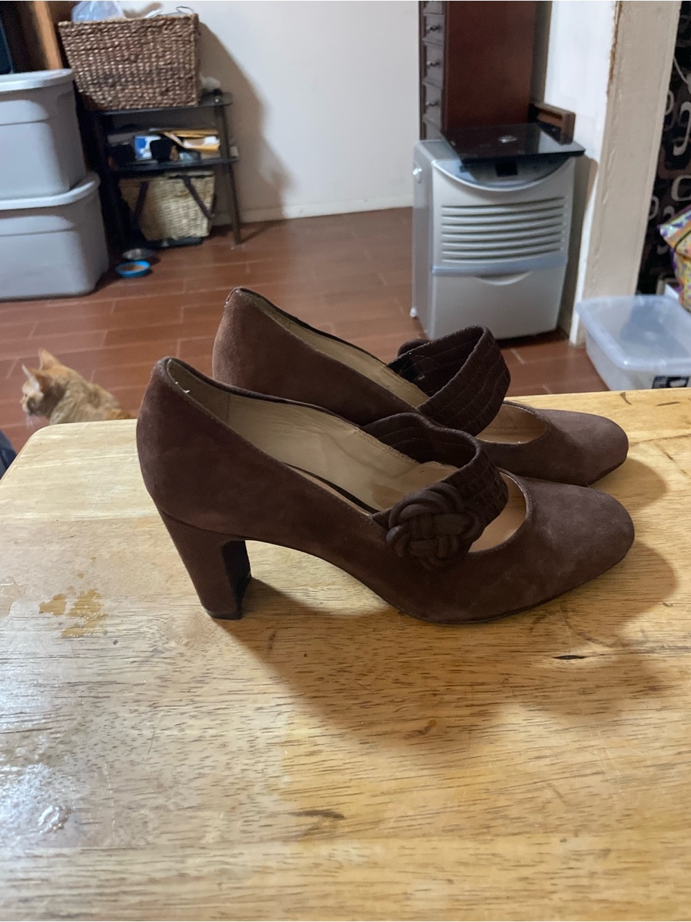 Nurture Madge dark brown suede leather Mary Jane pumps slip on block heel shoe 6 - Picture 7 of 16